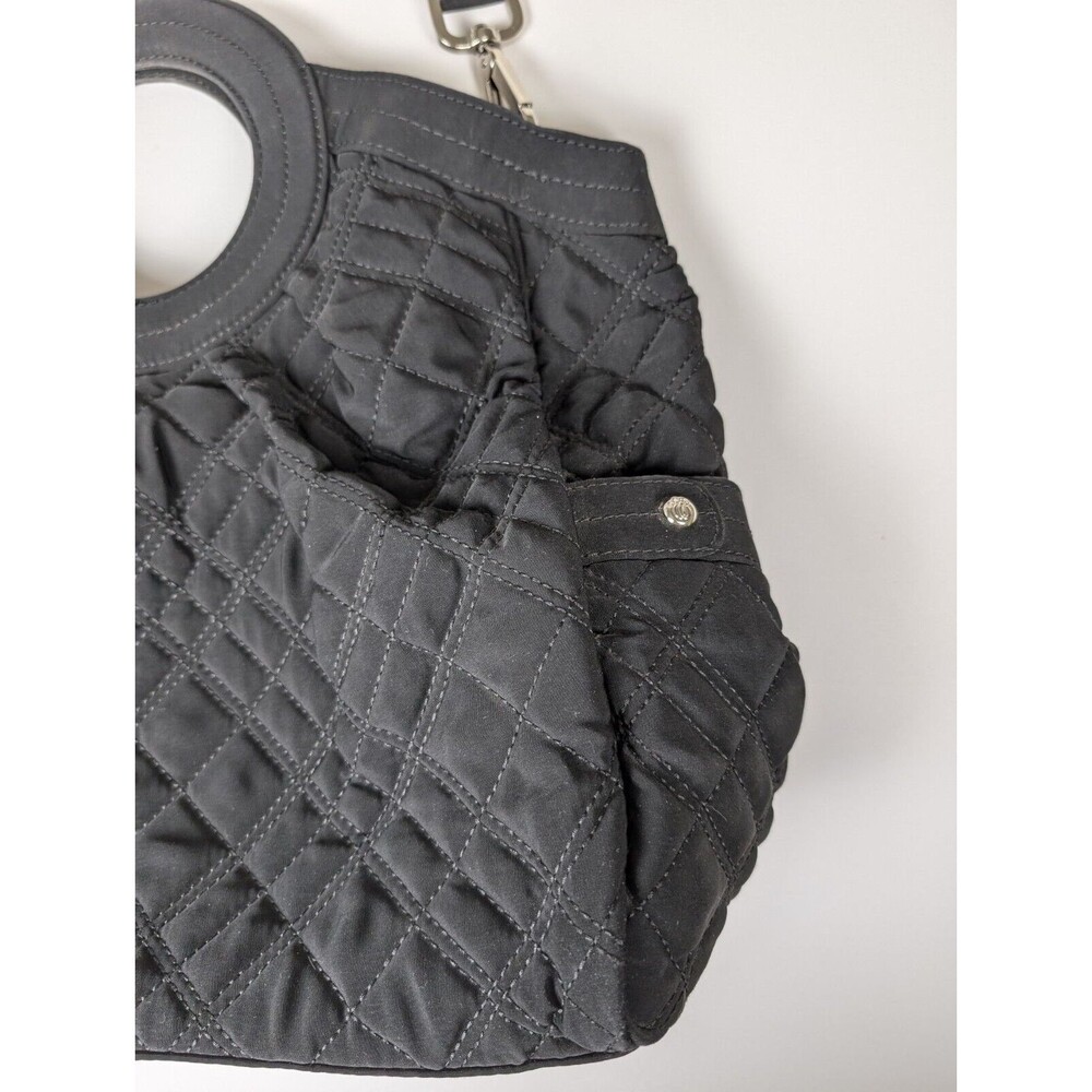 Vera Bradley Black Quilted Shoulder Tote Hand Bag Single Strap Circle Handle - Picture 15 of 16